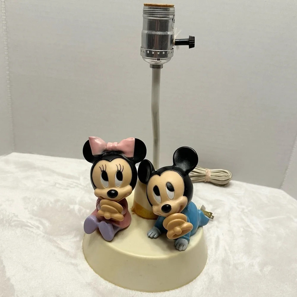 Vintage 1984 Baby Mickey Minnie Mouse Lamp Dolly Toy Co. Disney TESTED WORKS